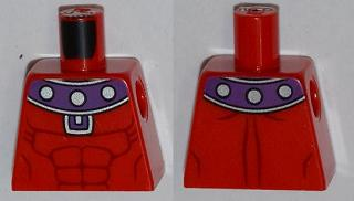 Lego Torso Muscles Outline with Dark Purple and Silver Collar Pattern / Red