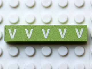 Lego Modulex Tile 1 x 5 with White 'V's Print, without Internal Supports