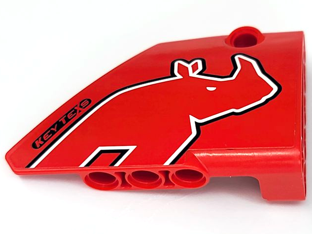 Lego Technic, Panel Fairing #14 Large Short Smooth, Side B with Rhino Head Outline, 'KEY TEXS' on Black Background Pattern (Sticker) - Sets 8041 / 42041