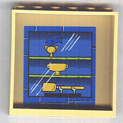 Lego Panel 1 x 6 x 5 with Blue Trophy Cabinet Pattern (Sticker) - Set 4982