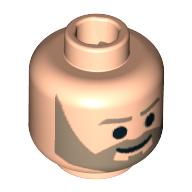 Lego Minifig Head Crix Madine, Trim Brown Beard, Eyebrows and Smile Print [Blocked Open Stud] / Light Nougat