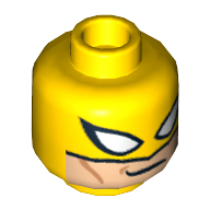Lego Minifig Head Iron Fist, White Pointed Eyes, Light Nougat Face, Smirk Print [Blocked Open Stud] / Yellow