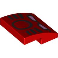 Lego Brick Curved 2 x 2 x 2/3 with Tahu Mask print / Red