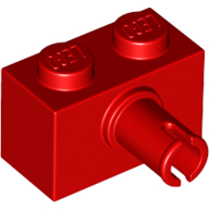 Lego Brick Special 1 x 2 with Pin - Bottom Stud Holder / Red