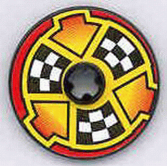 Lego Technic, Disk 3 x 3 with Checkered Flags and Arrows on Red Pattern (Sticker) - Set 8241 / Black