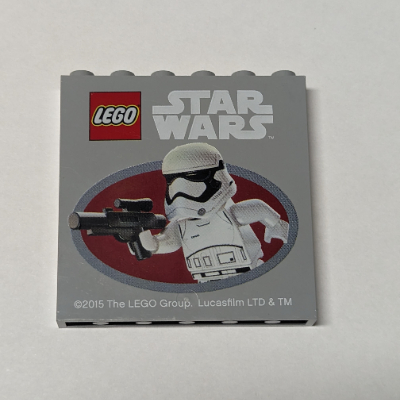 Lego Panel 1 x 6 x 5 with 'LEGO STAR WARS', Stormtrooper, 'Sponsored by Toys R Us, September 4th 2015' Print / Light Bluish Gray