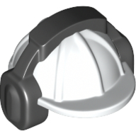 Lego Helmet, Construction / Hard Hat, Black Ear Protector / Headphones Pattern / White