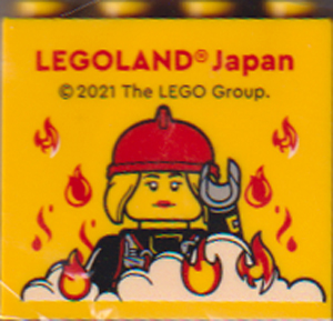 Lego Brick 2 x 4 x 3 with LEGOLAND Japan, Female Firefighter Minifigure, Fire, and Smoke Pattern