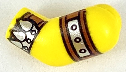 Lego Arm, Left with Reddish Brown and Silver Cuff and Strap Pattern