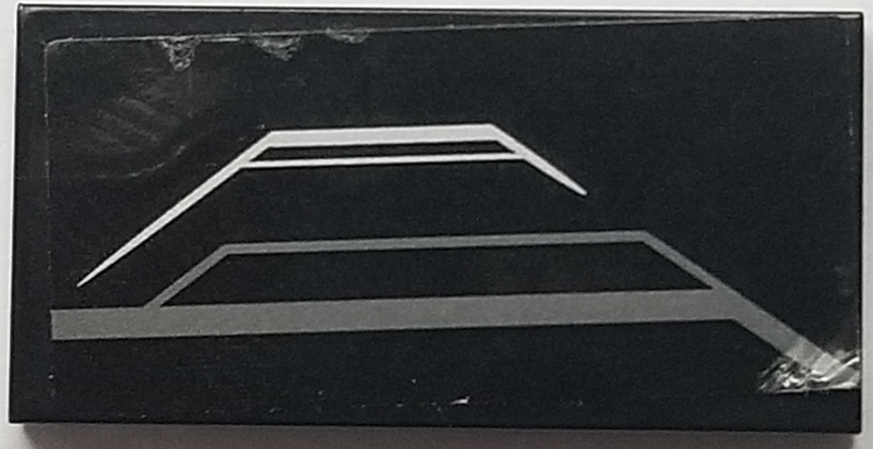 Lego Tile 2 x 4 with Metallic Silver and Flat Silver Trapezoid Pattern Model Right Side (Sticker) - Set 76047 / Black