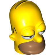 Lego Minifig Head Special, Simpsons, Homer Simpson - Eyes Partially Open Print / Yellow