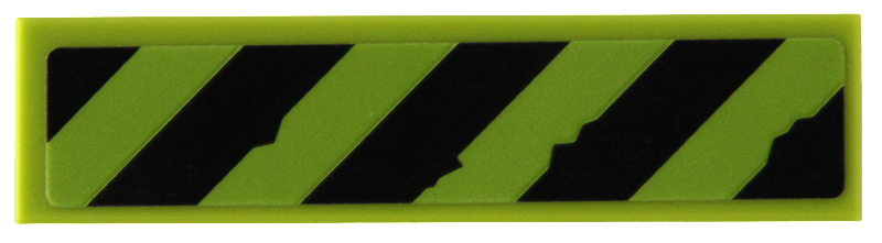 Lego Tile 1 x 4 with Black Danger Stripes Pattern (Sticker) - Set 80022 / Lime