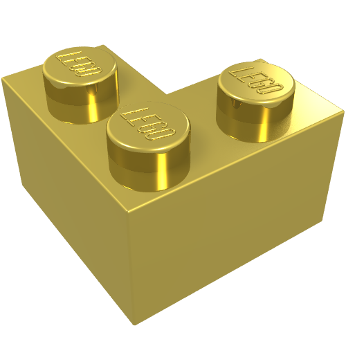 Lego Brick 2 x 2 Corner / Chrome Gold