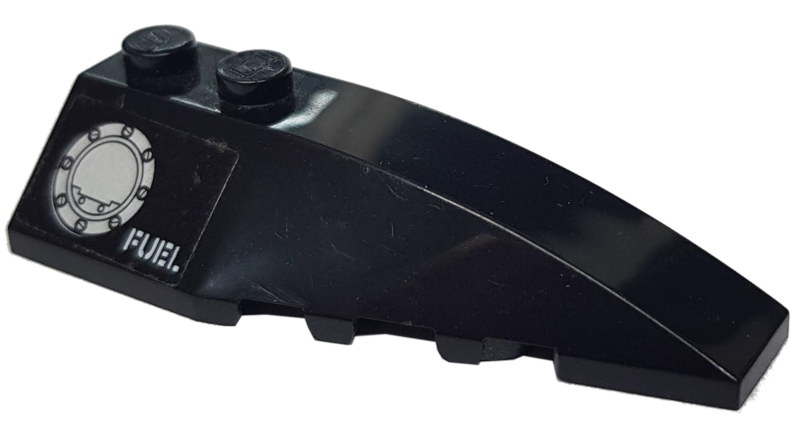 Lego Wedge 6 x 2 Right with 'FUEL' and Filler Cap Pattern (Sticker) - Set 7786 / Black