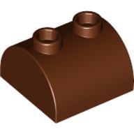 Lego Brick Curved 2 x 2, Two Top Studs / Reddish Brown