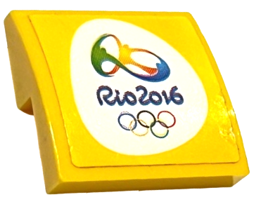 Lego Slope, Curved 2 x 2 x 2/3 with Rio 2016 Olympics Logo and Rings Pattern (Sticker) - Set 40225