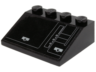 Lego Slope 33 3 x 4 with Silver Mechanical Panel Pattern Model Left Side (Sticker) - Set 75102 / Black