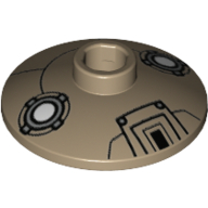 Lego Dish 2 x 2 Inverted [Radar] with Machinery (Dalek Head) print / Dark Tan
