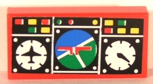 Lego Tile 1 x 2 with Avionics Blue and Green Pattern (Sticker) - Sets 8429 / 8812