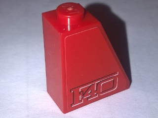 Lego Slope 65 2 x 1 x 2 with 'F40' on Right Side Pattern (Sticker) - Set 10248 / Red