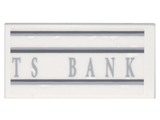 Lego Tile 2 x 4 with 'TS BANK' Pattern (Sticker) - Set 10217 / White