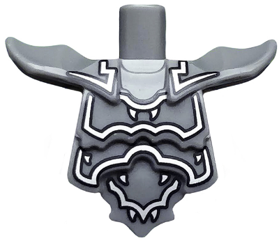 Lego Torso, Modified Short with Armor Breastplate with Shoulder Ridges and Silver Decoration Pattern / Dark Bluish Gray