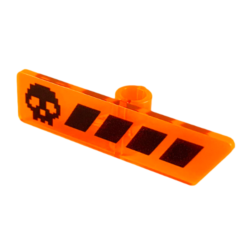 Lego Minifig Gameplayer Label with Black Skull, Black Stripes Print