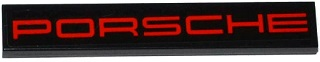 Lego Tile 1 x 6 with Red 'PORSCHE' on Black Background Pattern (Sticker) - Sets 75876 / 75887 / 75888 / 75912