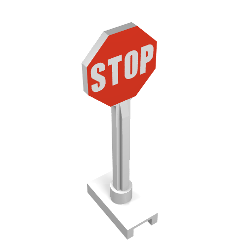 Lego Road Sign Octagon with Stop Sign Print / White