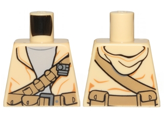 Lego Torso SW Hooded Shirt over Light Bluish Gray Undershirt and Dark Tan Straight and Diagonal Belts with Pockets Pattern / Tan