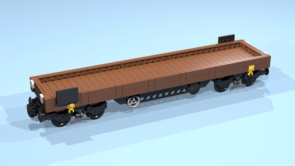 Lego 8-Wheel Flatbed Wagon (SNOT, brown, 9 studs wide)