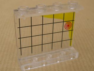 Lego Panel 1 x 4 x 3 - Hollow Studs with Black Grid, Yellow Coast Line and Red Circles Pattern (Sticker) - Set 7047