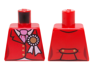 Lego Torso Riding Jacket with Gold Buttons, Award Ribbon, and Dark Pink Ascot Pattern / Red