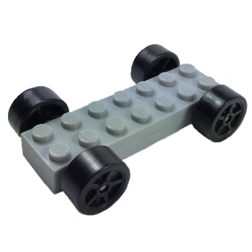 Lego Vehicle Base Fast Food Racer 2 x 7 x 2/3 with Black Spoked Wheels, Slicks / Black