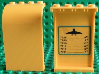 Lego Panel 3 x 4 x 6 Curved Top with Flight Schedule Pattern on Inside (Sticker) - Set 6399