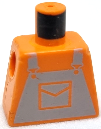 Lego Torso Overalls Light Gray with Pocket Pattern / Orange