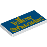 Lego Tile 2 x 4 with 'Yellow Submarine' in Groovy Font Print