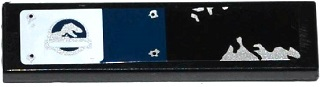 Lego Tile 1 x 4 with Jurassic World Logo, Rivets and Silver Corrosion Pattern (Sticker) - Set 75916