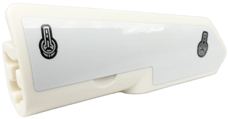 Lego Technic, Panel Fairing #21 Very Small Smooth, Side B with 2 Black and Silver Latches Pattern (Sticker) - Set 42153 / White