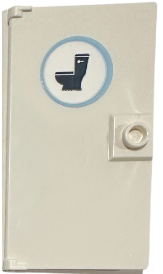 Lego Door 1 x 4 x 6 with Stud Handle with Bright Light Blue and Dark Blue Toilet Sign Pattern (Sticker) - Set 42655