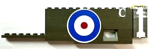 Lego Stickered Assembly 20 x 1 x 4 1/3 with Number 1, Letter C and White, Blue and Red Circles (British Roundel) Pattern Model Right Side (Stickers) - Set 3451