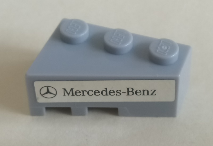Lego Wedge 3 x 2 Right with Mercedes-Benz Logo and 'Mercedes-Benz' on Silver Mirrored Background Pattern (Sticker) - Set 75911