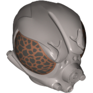 Lego Minifig Head Special, Protocol Droid with Large Speckled Eyes and Breathing Mask Print (4-LOM) / Flat Silver