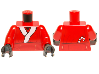 Lego Torso Santa Jacket with Belt and Candy Cane Pattern (Santa Darth Maul) / Red Arms / Black Hands