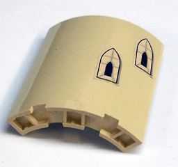 Lego Cylinder Quarter 4 x 4 x 6 with Castle Windows, Higher Window on Right Pattern (Stickers) - Set 3828