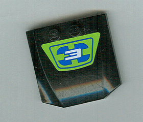 Lego Wedge 4 x 4 x 2/3 Triple Curved with Number 3 on Blue and Lime Pattern (Sticker) - Set 8663