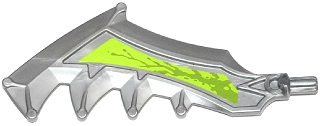 Lego Hero Factory Weapon, Axe / Sword with Jagged Blade with Splatters on Lime Background Pattern Right (Sticker) - Set 70132