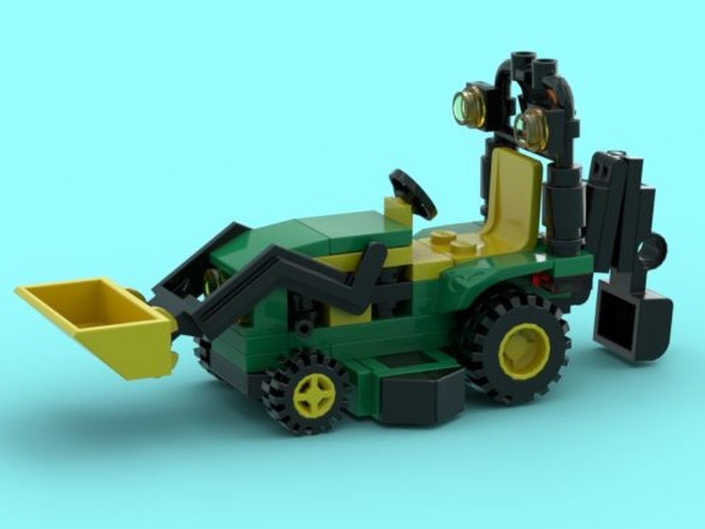 Lego John Deere 1025R tractor with backhoe