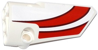 Lego Technic, Panel Fairing # 4 Small Smooth Long, Side B with Red Curved Stripes Pattern (Sticker) - Set 42040
