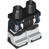 Lego Hips with Black Legs and White Boots Pattern with Black/Dark Blue Armor, Straps print